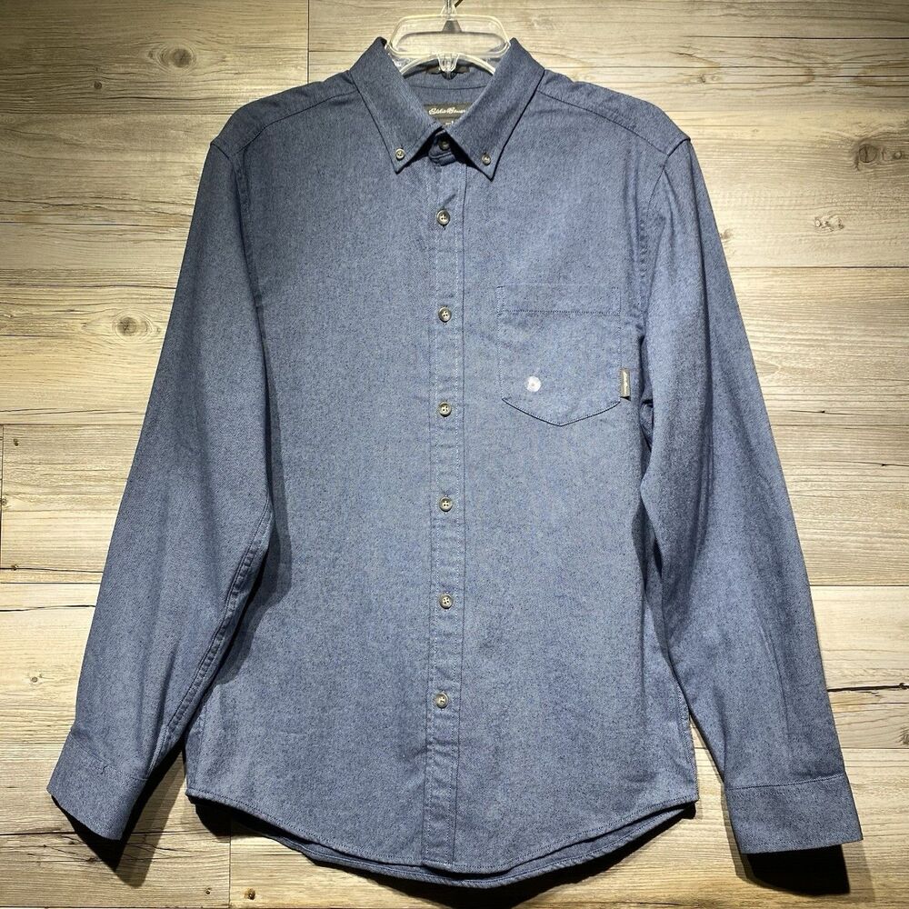 Eddie Bauer Field Flannel Shirt Men’s Small Blue Long Sleeve Button Down Outdoor